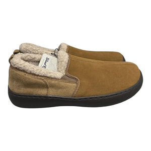 WindRiver Slippers Mens Size 9 Brown Suede Faux Fur Lined House Shoes Indoor